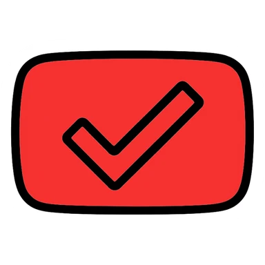 YouTube-style check mark inspired by the verified tick badge, bold and recognizable, suitable for digital icons, clean lines sticker