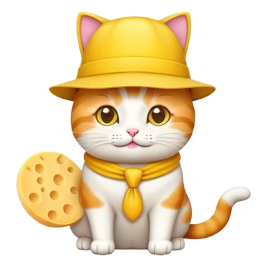 cheese cat wearing a yellow hat sticker