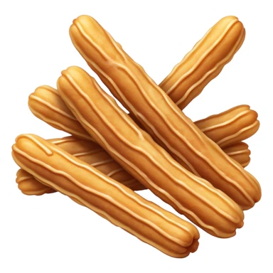 Cinematic Realistic Churros Dessert Emoji, showcasing crispy, golden-brown fried dough sticks dusted with sugar rendered with lifelike detail and warm, inviting lighting. sticker