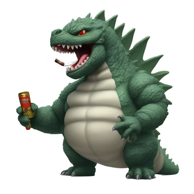 Kaiju godzilla with a cigar in mouth  sticker