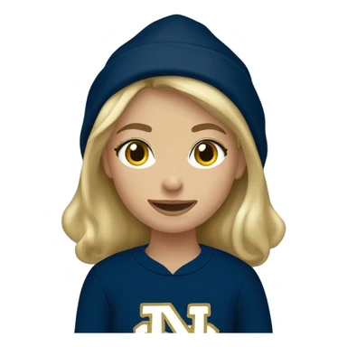 Blonde girl wearing Notre Dame sweatshirt  sticker