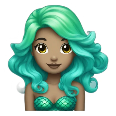 green blue black cute kawaii mermaid sticker