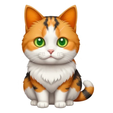 full body calico tabby + white cat with small head and fat body sticker