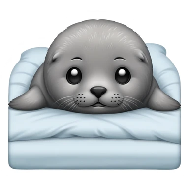 A seal laying in bed sticker