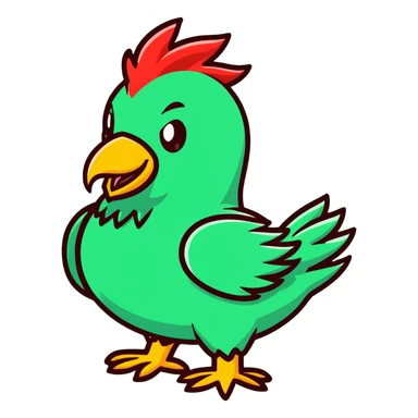 Red chocobo from Final Fantasy, majestic red bird-like creature sticker