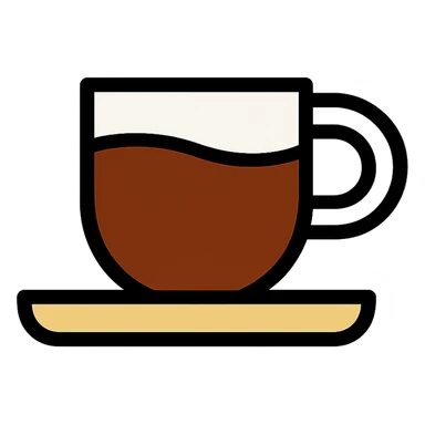 minimal flat icon style espresso cup, simple shapes, brown and white colors sticker
