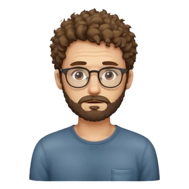 curly skinny guy with bear and glasses, poor with no money sticker