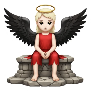 fallen angel sitting on a throne sticker