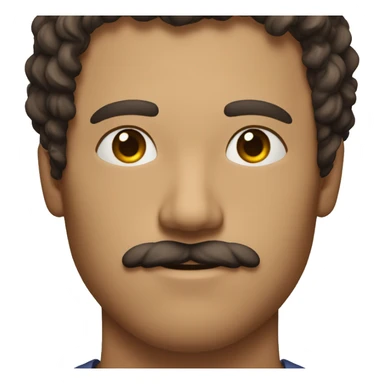 a picture of half of the body of a man strong with curly brown hair with mustache and no beard and big shoulders and chest sticker