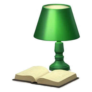 green lamp with open book sticker