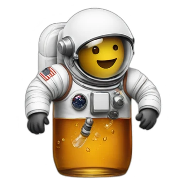 Astronaut with helmet closed swimming in a whiskey bottle sticker