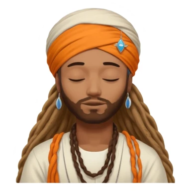Brownskin man with long dreadlocks add a white turban on his head orange shirt sleeping with zzz above his head sticker