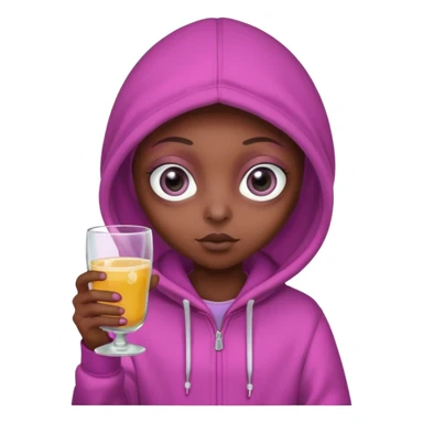 Aliens Pink dark skin, hoodie, cute big eyes, glass sticker