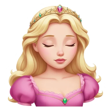 Sleeping Beauty Aurora from hips up, pink dress, blonde hair, minimal style, larger size sticker