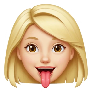 Blonde girl sticking out a silly pointed tongue sticker