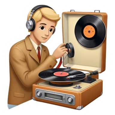 Icon for Vinyl Record Collecting: a stack of vintage vinyl records, with a turntable needle on one record, and a retro record player nearby. The icon should convey the nostalgia and passion for collecting vinyl records. Transparent background. sticker