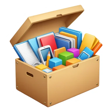 Box full of desktop objects  sticker