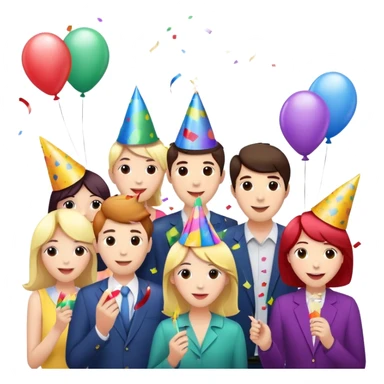 Party celebration with confetti and balloons sticker