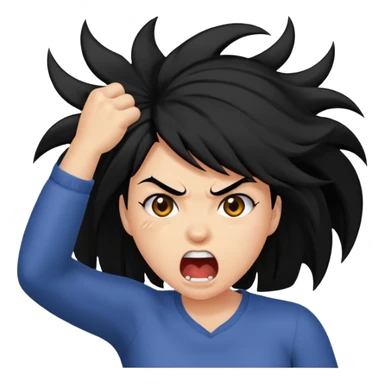 black haired woman ripping her hair out with rage sticker