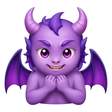 cute purple demon with small wings, blushing cheeks and a shy smile sticker