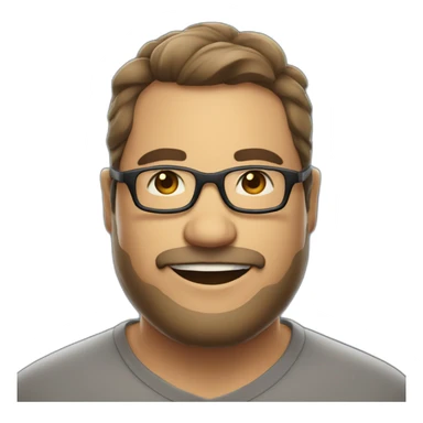 Mid age smiling chubby developer with light brown skin beards and glasses and a very short dark hair sticker