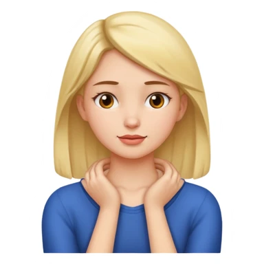 girl putting hands on neck sticker