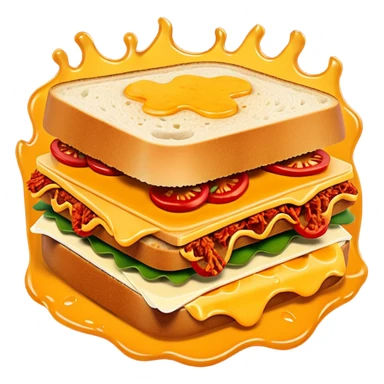 spicy sucuk sandwich object icon, toasted bread, sliced spicy sucuk inside, melted cheese, red chili peppers, steam coming out, 3D cartoon, mobile game icon style, centered, clean background, soft shadow, no text, no watermark
 sticker