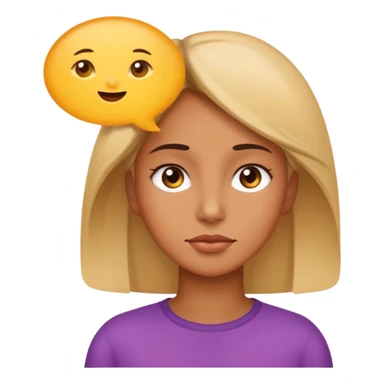 a thoughtful woman with a speech bubble, emoji style sticker