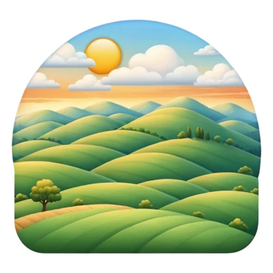 rolling hills under a morning sky, light clouds, warm sunrise sticker