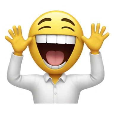smiley laughing crazy with both hands up sticker