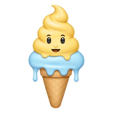 Ice cream emoji, pastel blue & yellow palette
Flat vector, minimal, cute emoji style sticker