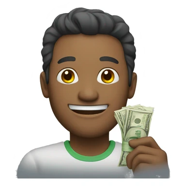Man holding money and smiling  sticker