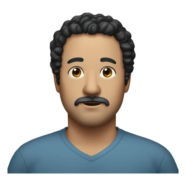 A slightly overweight middle-aged man with a minimal black beard and black curly hair. sticker