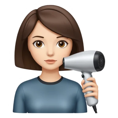 brunette bob girl hair stylist holding a brown hair dryer sticker