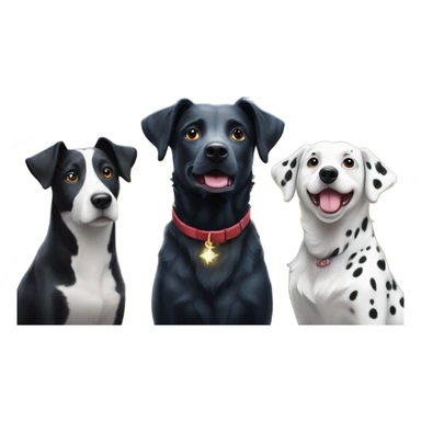 Dalmatian, Kelpie & border collie watching fireworks  sticker