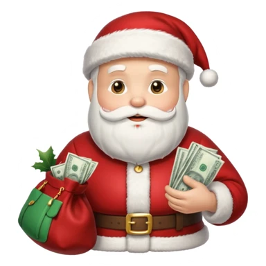 Um emoji de um  papai noel segurando um saco de dinheiro sticker