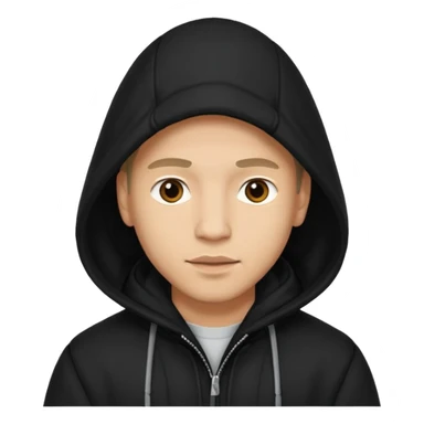 Man in black coat, hood down sticker