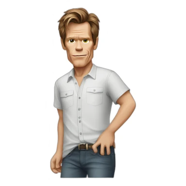 kevin-bacon cartoon wearing shirt sticker