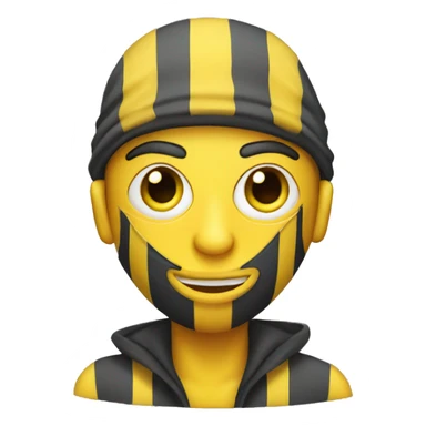 bank robber in stripes, yellow skin, eye mask sticker