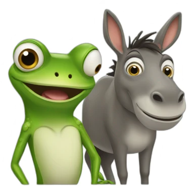 a frog and a donkey surprised sticker