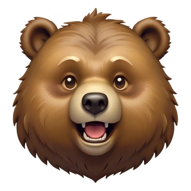 Cinematic Comical Grizzly Bear Portrait Emoji, Head tilted dramatically with an exaggeratedly amused expression, featuring a striking, rugged deep brown fur with bold fur texture, wide, expressive eyes filled with playful disbelief, Simplified yet hilariously expressive features, highly detailed, glowing with a slightly sassy glow, high shine, dramatic yet playful, stylized with an air of cheeky wilderness mischief, bright and endearing, soft glowing outline, capturing the essence of a spirited and over-the-top grizzly, so meme-worthy it feels like it could roar its way into internet fame instantly! sticker