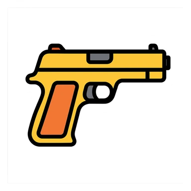 colored gun icon, simple and clear sticker