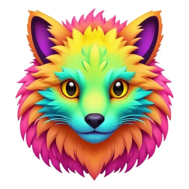 Exotic futuristic lush warm-colored neon Fakémon-creature (full body) sticker