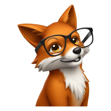 Fox with glasses studying sticker