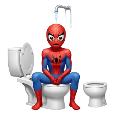 Spiderman crying on the toilet sticker