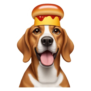Dog wearing a hotdog hat sticker