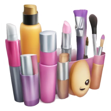 a cosmetic bag containing cosmetics. some cosmetics peeking out of a cosmetic bag sticker