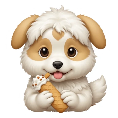 White, cute Puppy eating a treat sticker