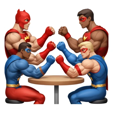 superheroes arm wrestling sticker