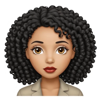 african american woman with curly black hair, grey eyes, and full lips sticker